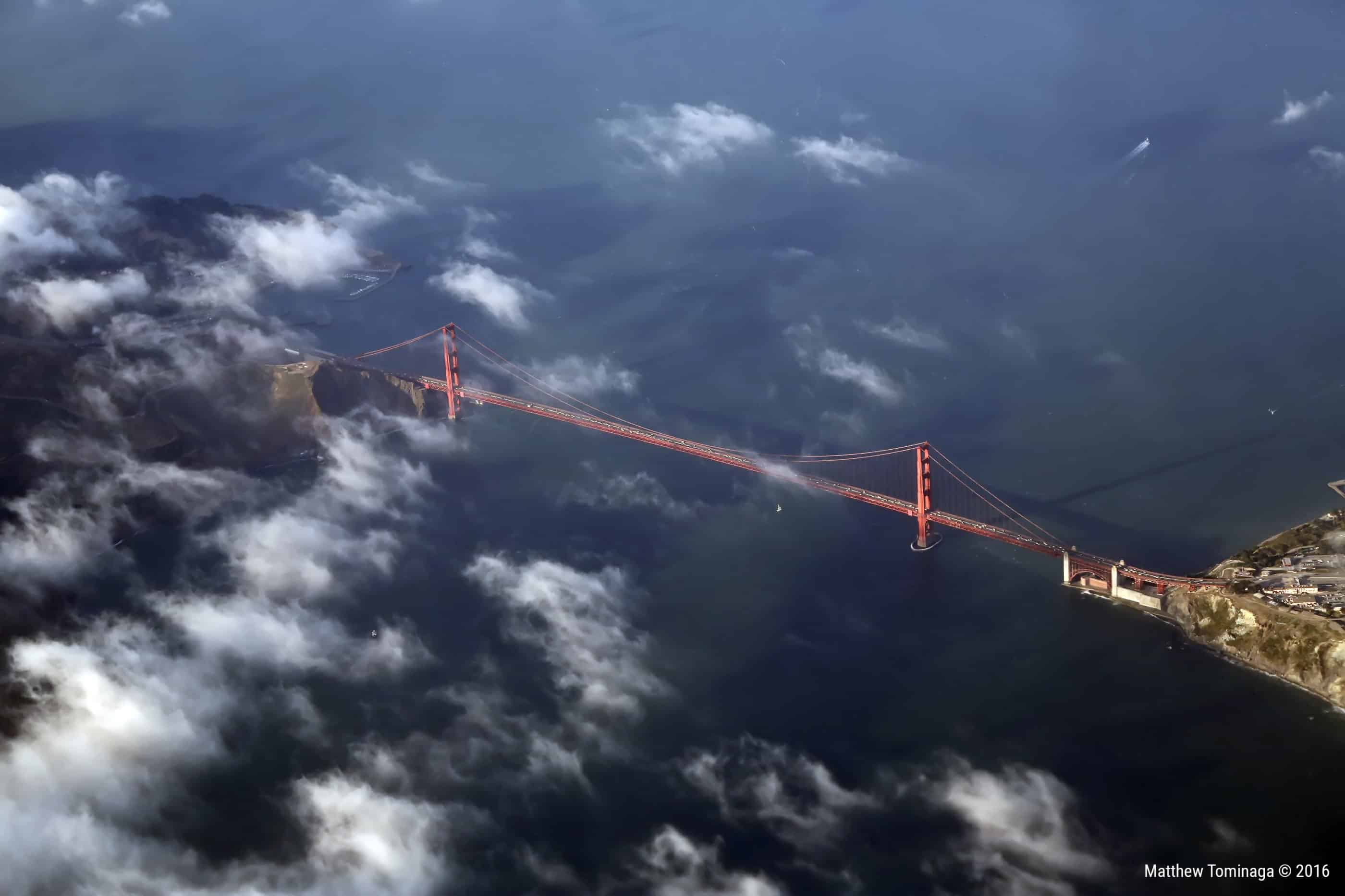 aerial view of the golden gate bridge