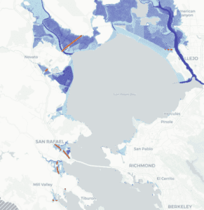 Map of flood zones with 24 inches of sea level rise