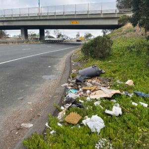 Trash along a highway