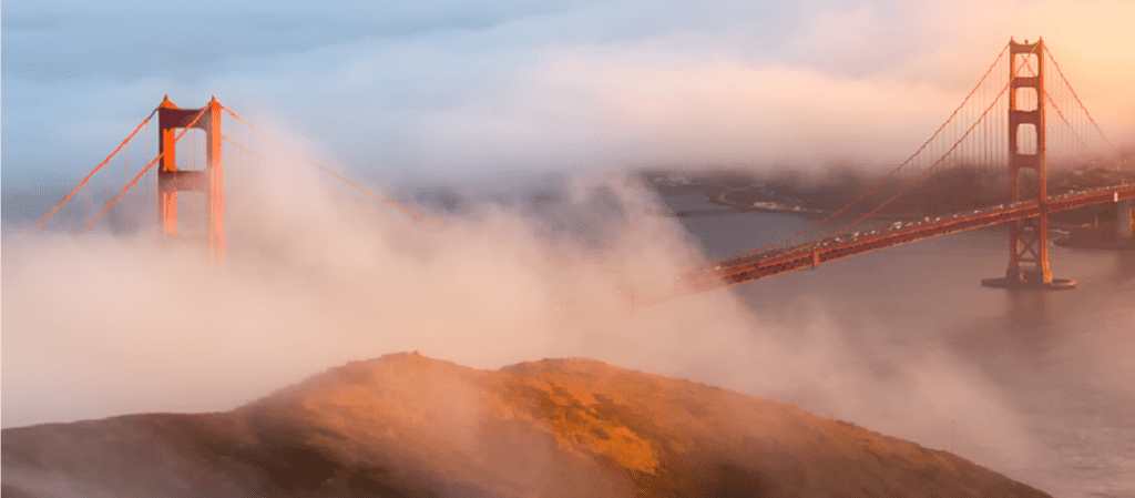 Golden gate bridge with fog